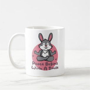 Kawaii funny rabbit practice yoga poses pink coffee mug