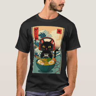 Kawaii Gamer Cat Ramen Retro Japanese Funny Cat Ga T-Shirt