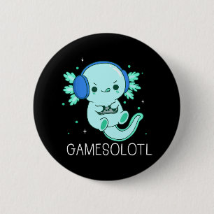 Kawaii Gamesolotl Axolotl Gamer 6 Cm Round Badge