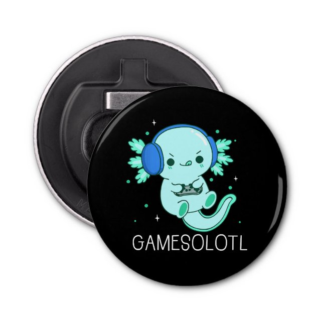 Kawaii Gamesolotl Axolotl Gamer Bottle Opener (Front)
