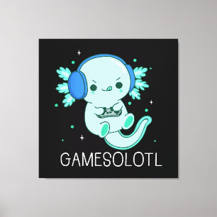 Kawaii Gamesolotl Axolotl Gamer Canvas Print