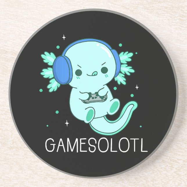 Kawaii Gamesolotl Axolotl Gamer Coaster (Front)
