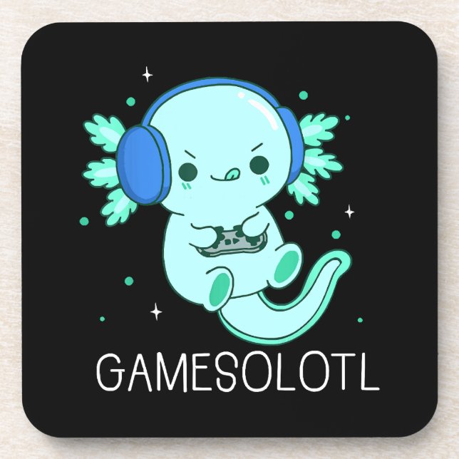 Kawaii Gamesolotl Axolotl Gamer Coaster (Front)