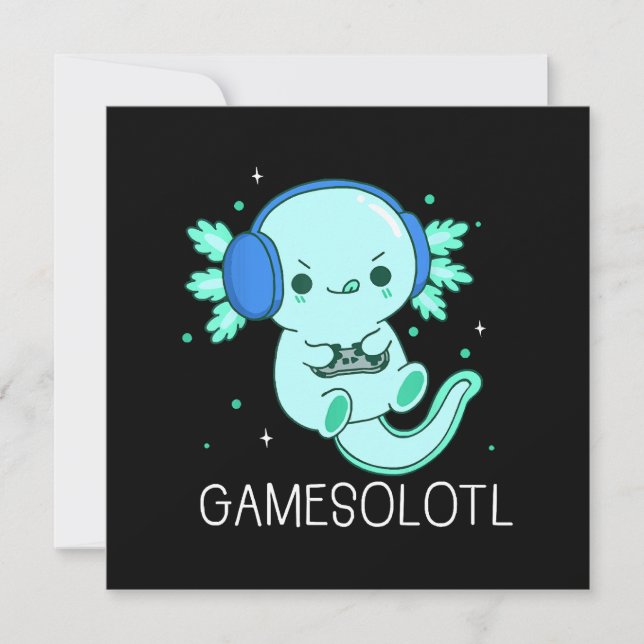 Kawaii Gamesolotl Axolotl Gamer Invitation (Front)