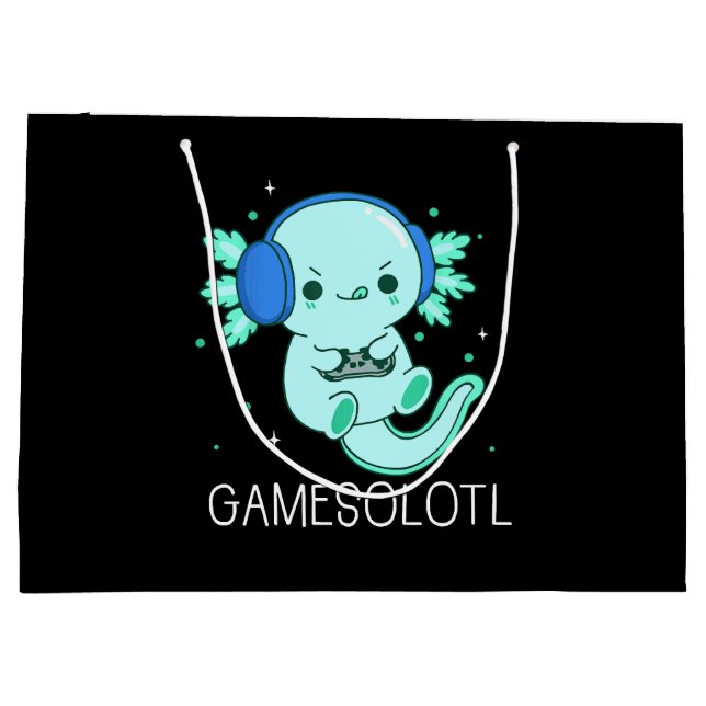 Kawaii Gamesolotl Axolotl Gamer Large Gift Bag (Back)