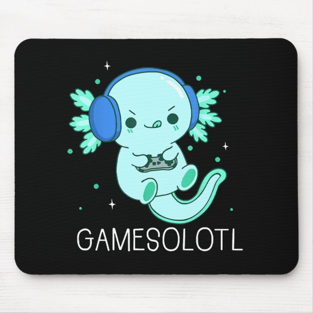 Kawaii Gamesolotl Axolotl Gamer Mouse Mat (Front)
