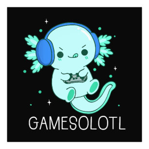 Kawaii Gamesolotl Axolotl Gamer Photo Print