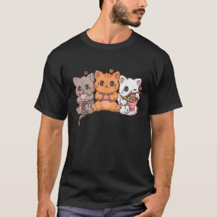 Kawaii Gaming Gamer Cat Boba Tea Cat Bubble Tea Ra T-Shirt