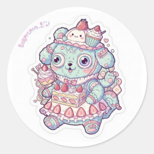 🍰KAWAII Gaming Rabbit Maid - Unique Shortcake Dre Classic Round Sticker