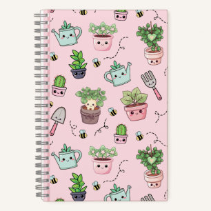 Kawaii Gardening House Plants Spiral Notebook