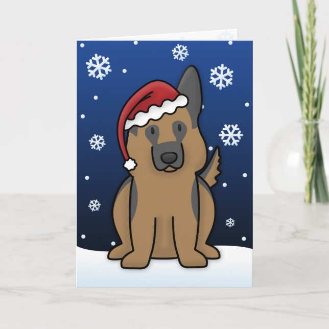 Kawaii German Shepherd Christmas Card (Front)