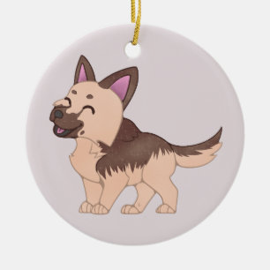 Kawaii German Shepherd Dog Ceramic Tree Decoration