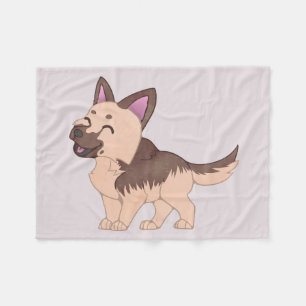 Kawaii German Shepherd Dog Fleece Blanket