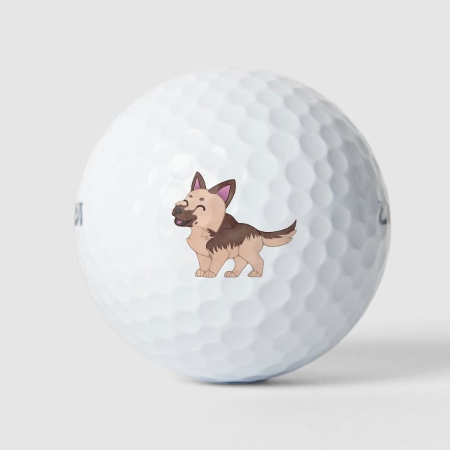 Kawaii German Shepherd Dog Golf Balls (Front)