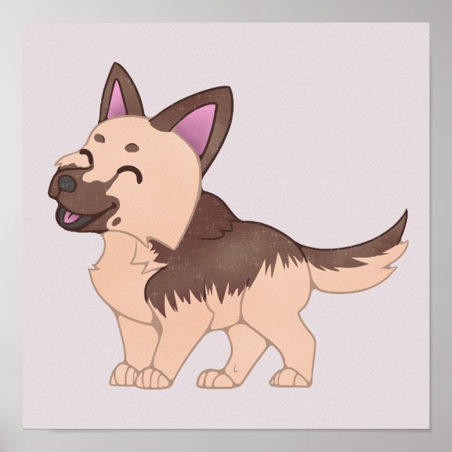 Kawaii German Shepherd Dog Poster (Front)