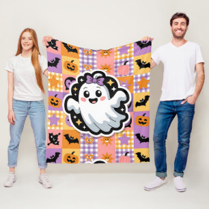 Kawaii Ghost Blanket –Cute Patchwork Cartoon Ghost