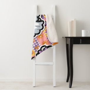 Kawaii Ghost Blanket –Cute Patchwork Cartoon Ghost