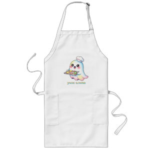 Kawaii Ghost Chef With Christmas Cookies Long Apron