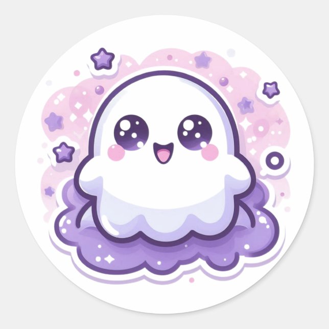 Kawaii Ghost Craft Sticker Cute Halloween Decor (Front)