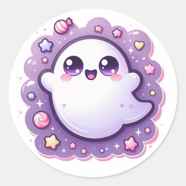 Kawaii Ghost Craft Sticker Pastel Halloween Cutie (Front)