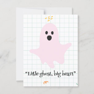 kawaii ghost, cute spooky halloween postcard