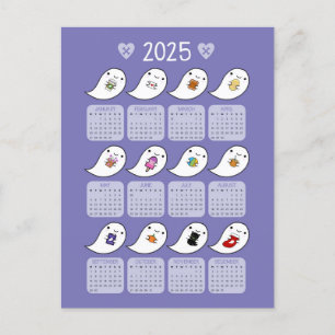 Kawaii Ghost Favourites 2025 Calendar Postcard