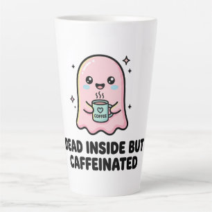 Kawaii Ghost Funny Dead Inside But Caffeinated  Latte Mug