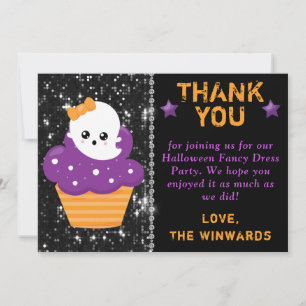 Kawaii Ghost Halloween Cupcake Thank You Card