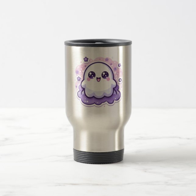 Kawaii Ghost Halloween Mug – Cute Pastel Spirit (Center)