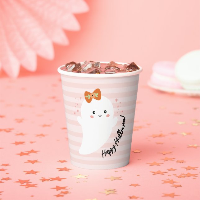 Kawaii Ghost Halloween Paper Cups (Insitu)