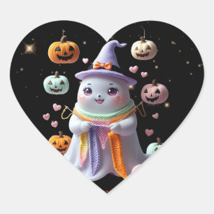 *Kawaii Ghost Knitting Sticker – Cute Halloween Gi