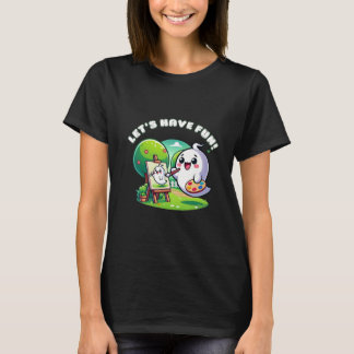 Kawaii Ghost Painting in the Park T-Shirt
