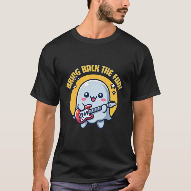 Kawaii Ghost Playing Guitar T-Shirt (Front)