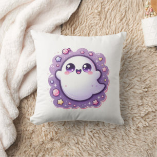 Kawaii Ghost Throw Pillow Cute Pastel Halloween