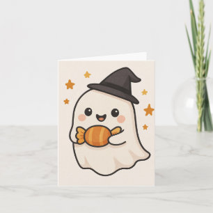 Kawaii Ghost with Halloween Candy Invitation