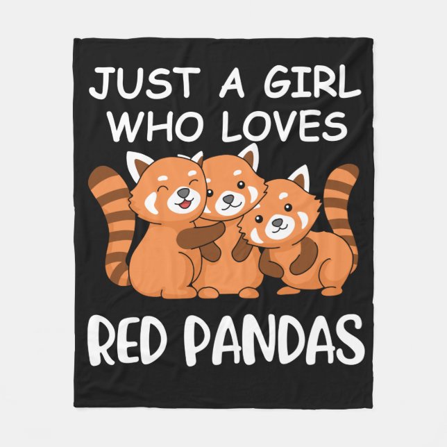 Kawaii Gift Women Just A Girl Who Loves Red Pandas Fleece Blanket (Front)