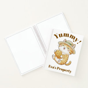 Kawaii Ginger Cat with Taiyaki Fish Spiral Noteboo Notebook