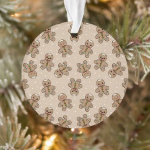 Kawaii Gingerbread Man Pattern  Ornament