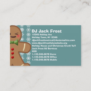 Kawaii Gingerbread Man & Snowflakes Business Card