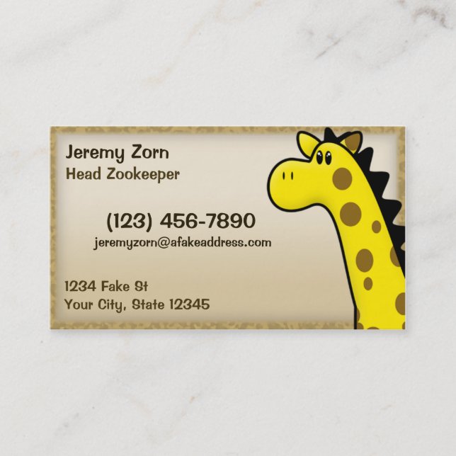 Kawaii Giraffe Business Cards (Front)