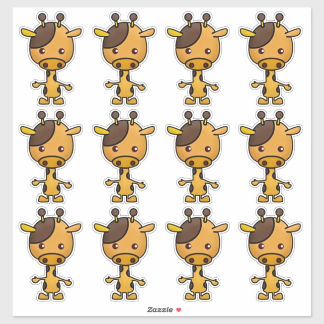 Kawaii Giraffe Orange Brown (Sheet)