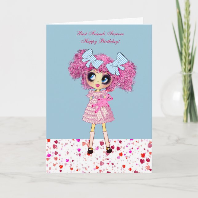 Kawaii girl birthday - personalised card (Front)