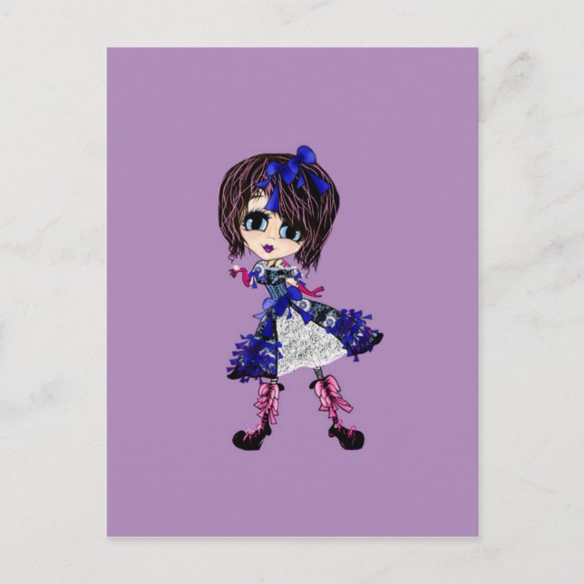 Kawaii girl birthday - personalised postcard (Front)