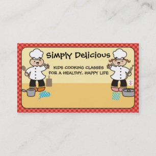 Kawaii girl boy chef kids cooking business cards
