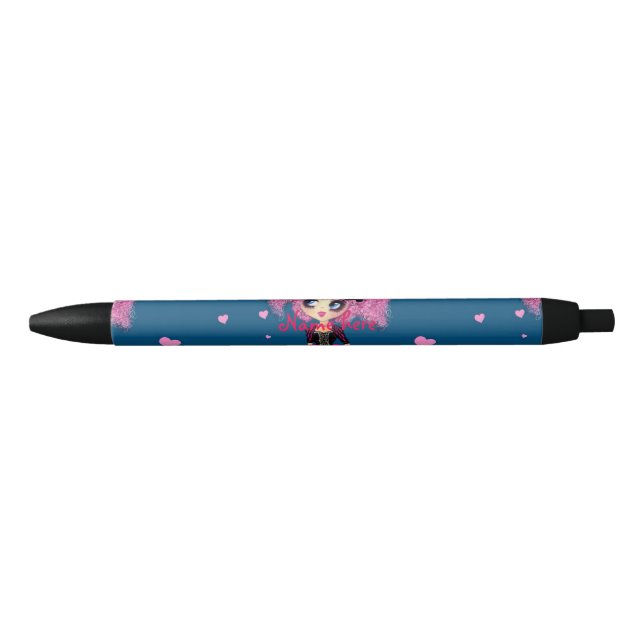 Kawaii Girl PinkP Prom Princess Black Ink Pen (Front)