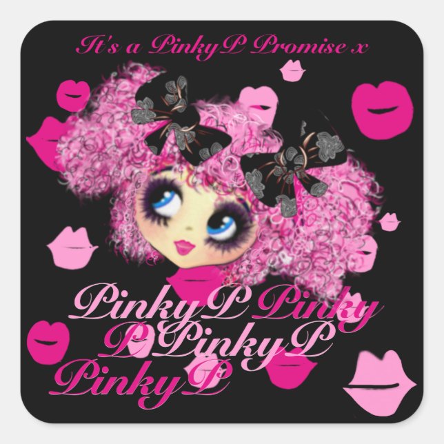 Kawaii Girl Pinky Promise gifts for friends Square Sticker (Front)
