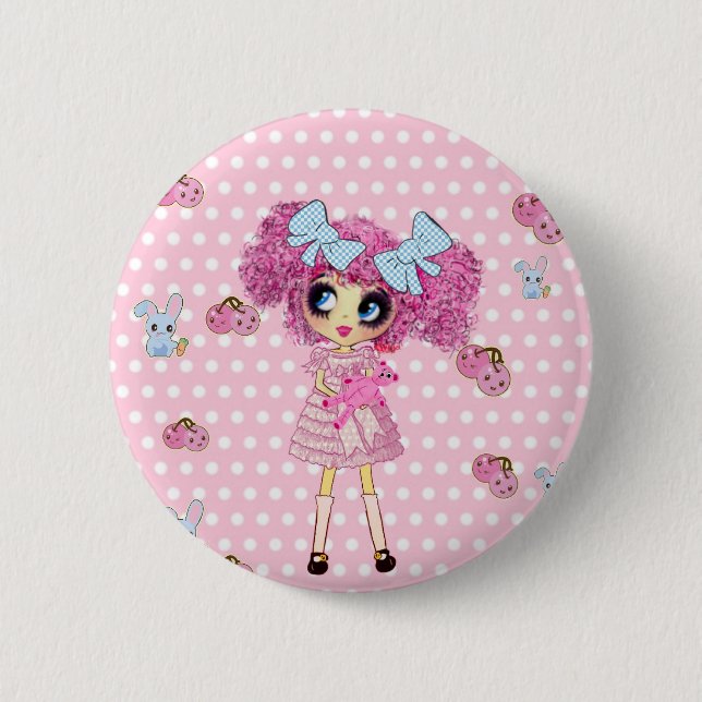 Kawaii Girl PinkyP cute girly 6 Cm Round Badge (Front)