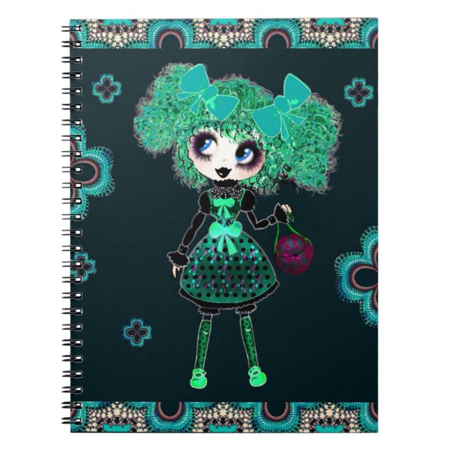 Kawaii Girl PinkyP emerald Gothloli Notebook (Front)