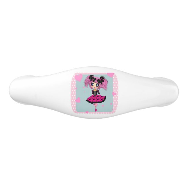 Kawaii Girl PinkyP - prom princess Ceramic Drawer Pull (Front)