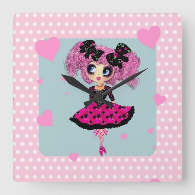 Kawaii Girl PinkyP - prom princess Square Wall Clock (Front)